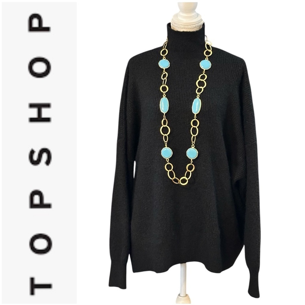 Topshop Black Oversized Comfy Turtleneck Sweater Size Small but will fit XL - Picture 13 of 13